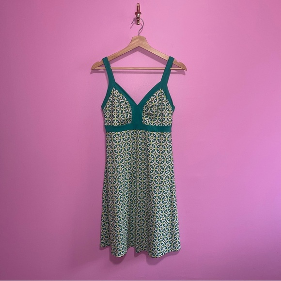 Patagonia Dress Women’s Size Medium Teal Green Minette Jersey Knit V-Neck - Picture 2 of 9